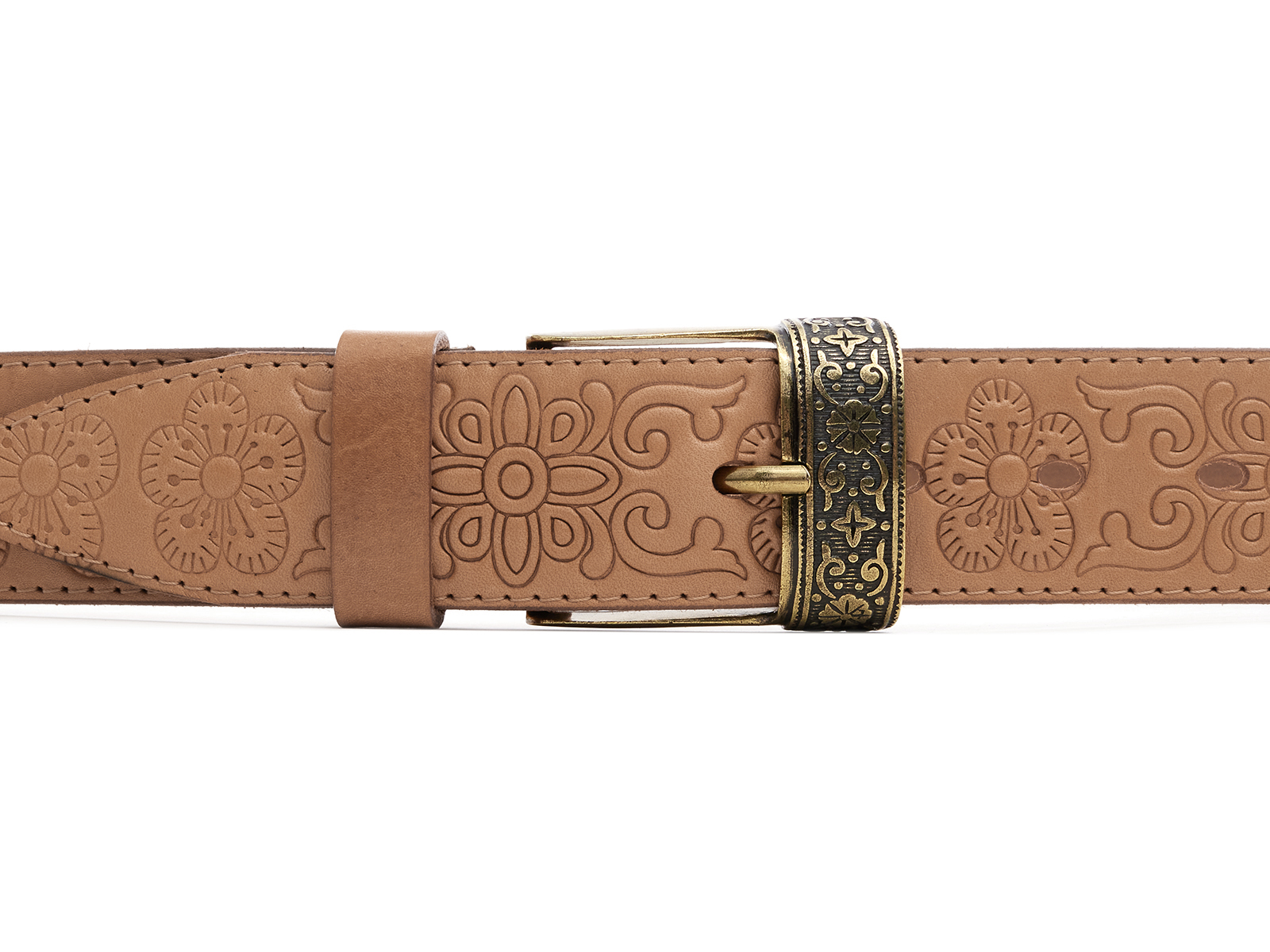 Кожаный бежевый женский джинсовый ремень B40-2087